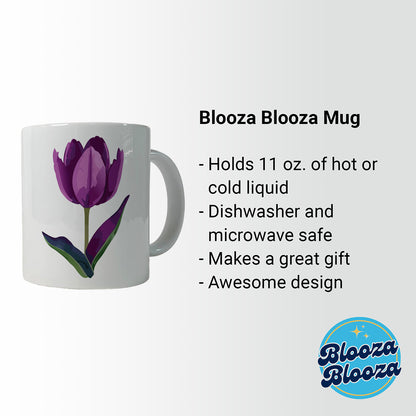 Tulip Flower Purple Watercolor Ceramic Tea Coffee Mug Cup - 11oz