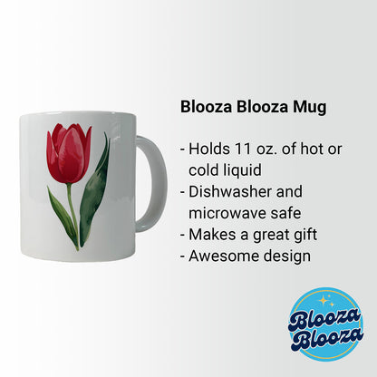 Tulip Flower Red Watercolor Ceramic Tea Coffee Mug Cup - 11oz