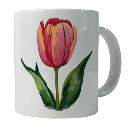 Tulip Flower Watercolor Ceramic Tea Coffee Mug Cup - 11oz