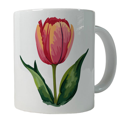 Tulip Flower Watercolor Ceramic Tea Coffee Mug Cup - 11oz