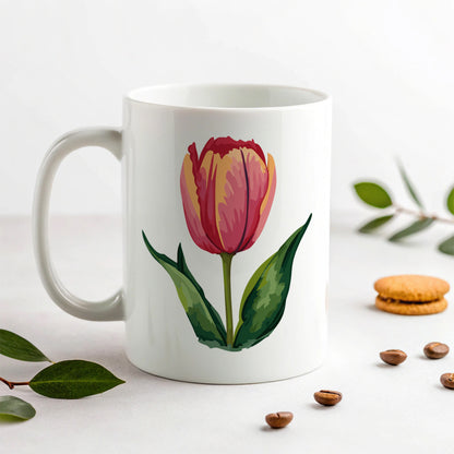 Tulip Flower Watercolor Ceramic Tea Coffee Mug Cup - 11oz