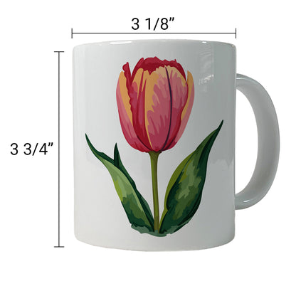 Tulip Flower Watercolor Ceramic Tea Coffee Mug Cup - 11oz