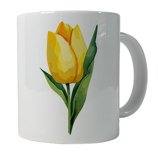 Tulip Flower Yellow Watercolor Ceramic Tea Coffee Mug Cup - 11oz