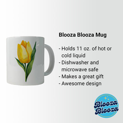 Tulip Flower Yellow Watercolor Ceramic Tea Coffee Mug Cup - 11oz