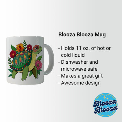 Turtle Floral Flowers Ceramic Tea Coffee Mug Cup - 11oz