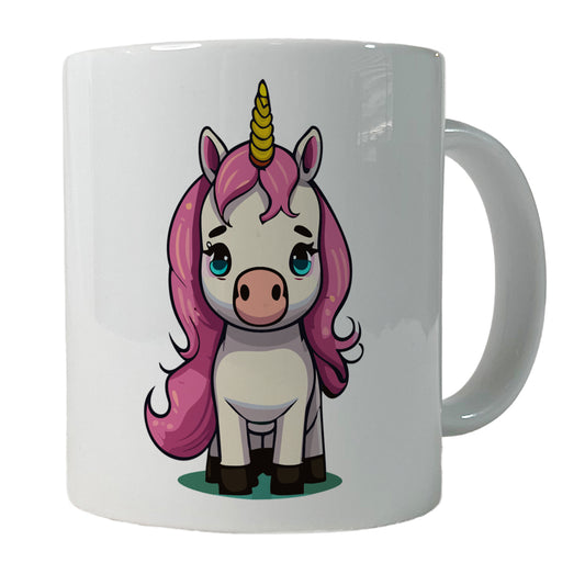 Unicorn Chibi Pink Hair Ceramic Tea Coffee Mug Cup - 11oz