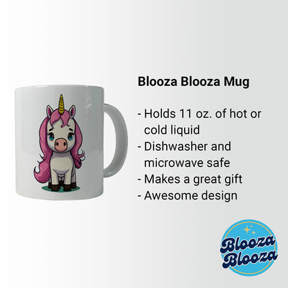 Unicorn Chibi Pink Hair Ceramic Tea Coffee Mug Cup - 11oz