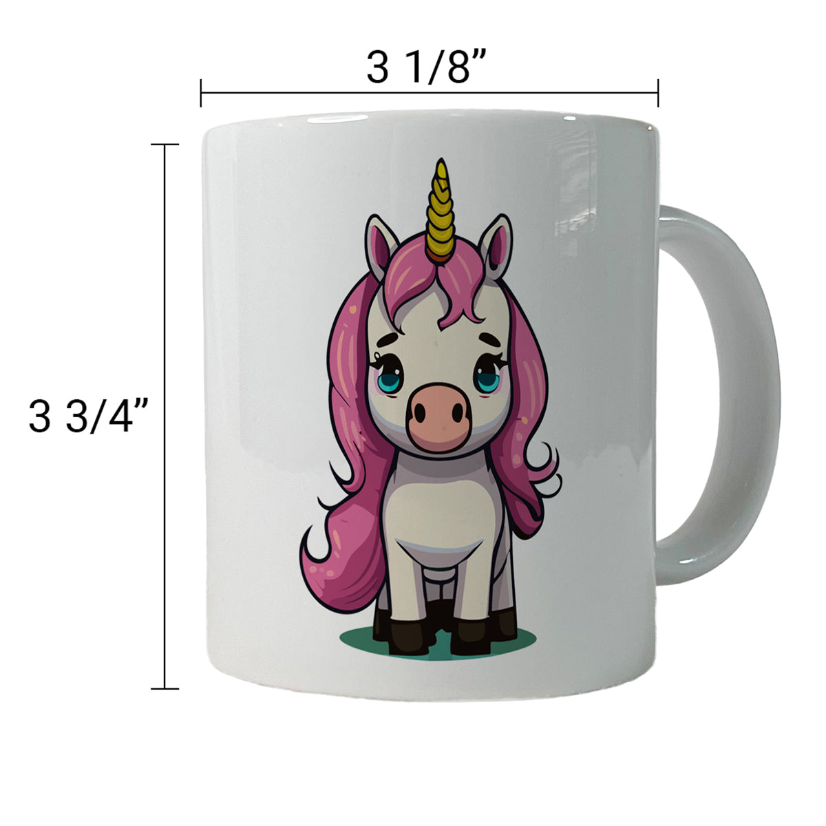 Unicorn Chibi Pink Hair Ceramic Tea Coffee Mug Cup - 11oz