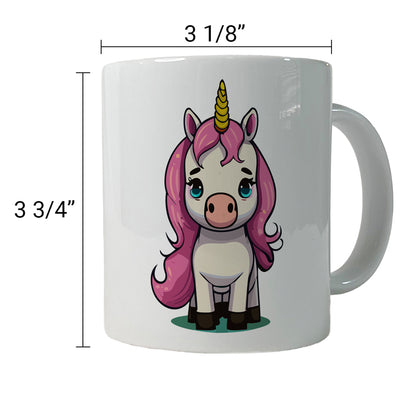 Unicorn Chibi Pink Hair Ceramic Tea Coffee Mug Cup - 11oz