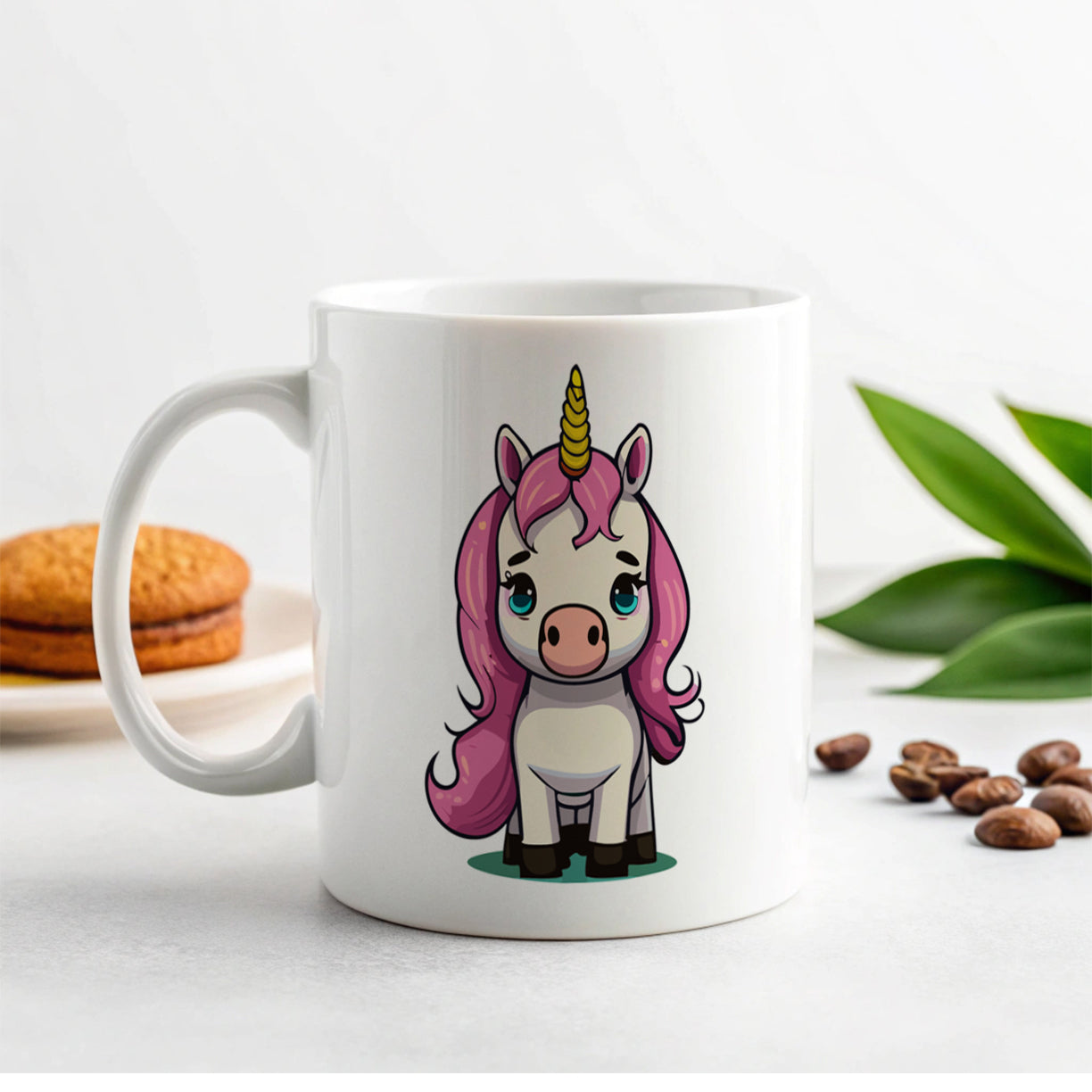 Unicorn Chibi Pink Hair Ceramic Tea Coffee Mug Cup - 11oz