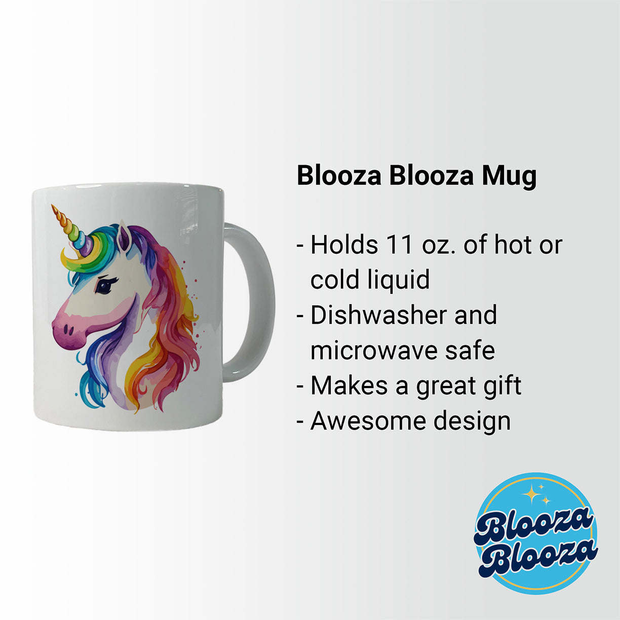 Unicorn Rainbow Hair Horn Ceramic Tea Coffee Mug Cup - 11oz
