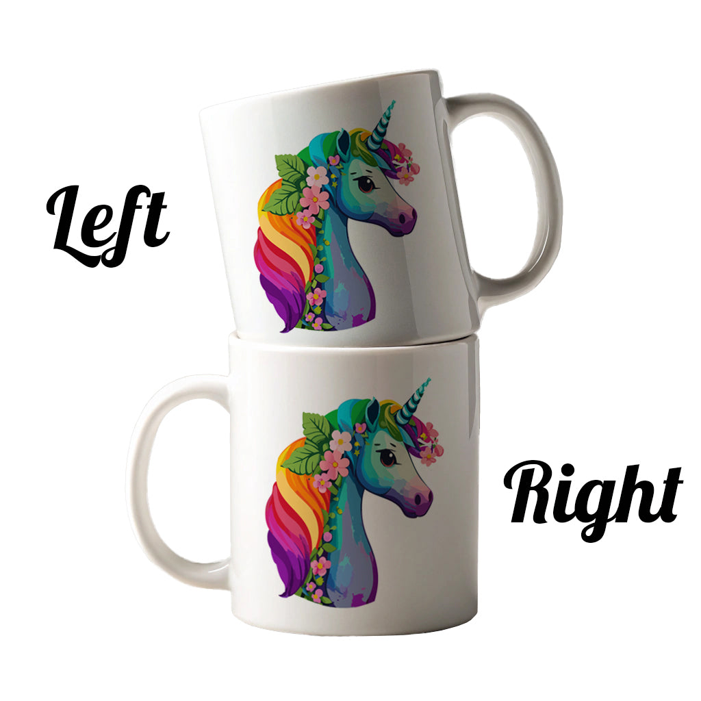 Unicorn Rainbow Head Flowers Ceramic Tea Coffee Mug Cup - 11oz