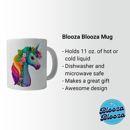 Unicorn Rainbow Head Flowers Ceramic Tea Coffee Mug Cup - 11oz