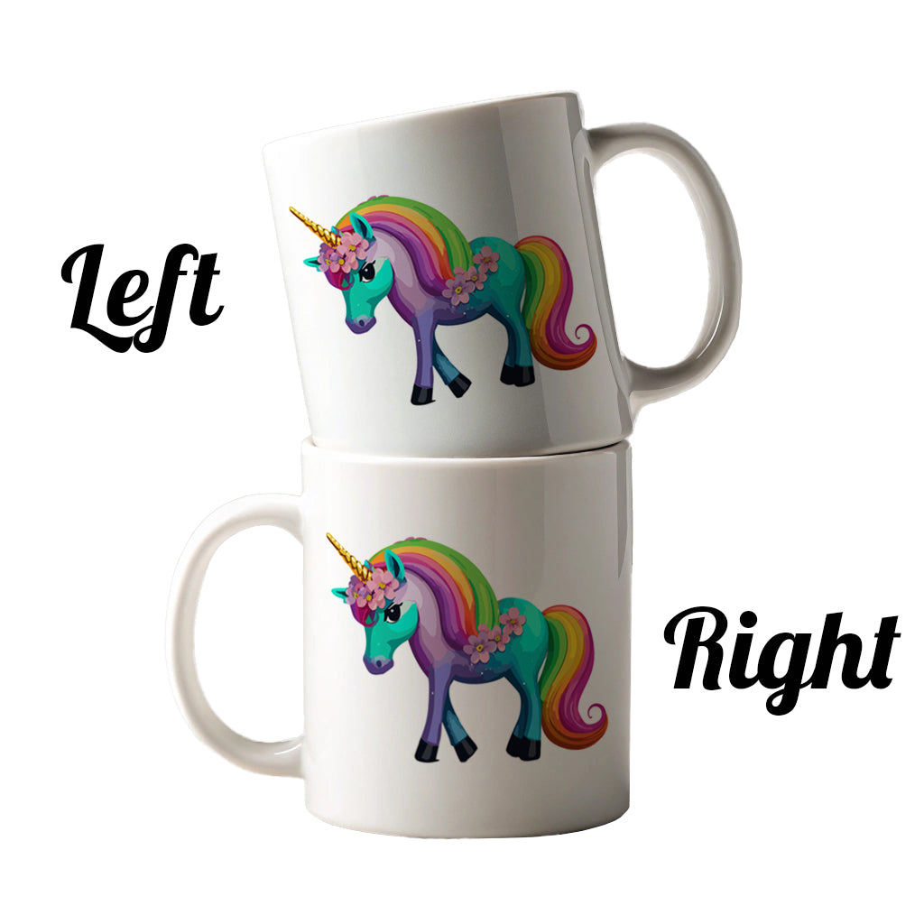 Unicorn Rainbow Standing Flowers Ceramic Tea Coffee Mug Cup - 11oz