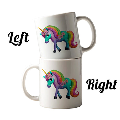 Unicorn Rainbow Standing Flowers Ceramic Tea Coffee Mug Cup - 11oz