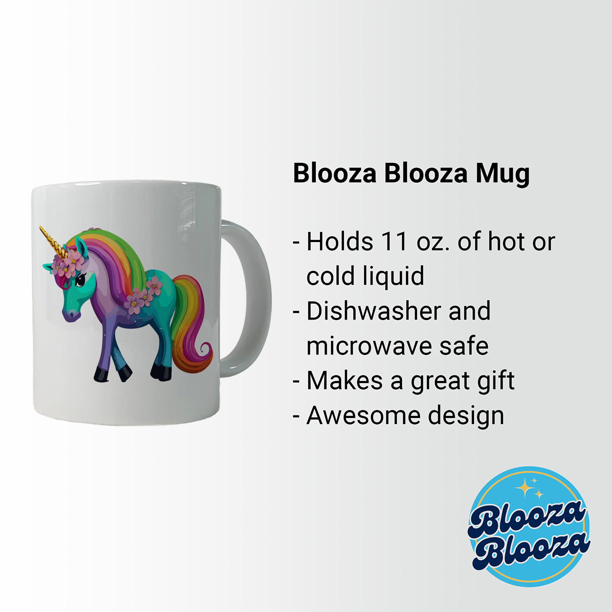 Unicorn Rainbow Standing Flowers Ceramic Tea Coffee Mug Cup - 11oz