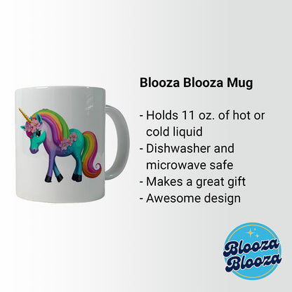 Unicorn Rainbow Standing Flowers Ceramic Tea Coffee Mug Cup - 11oz
