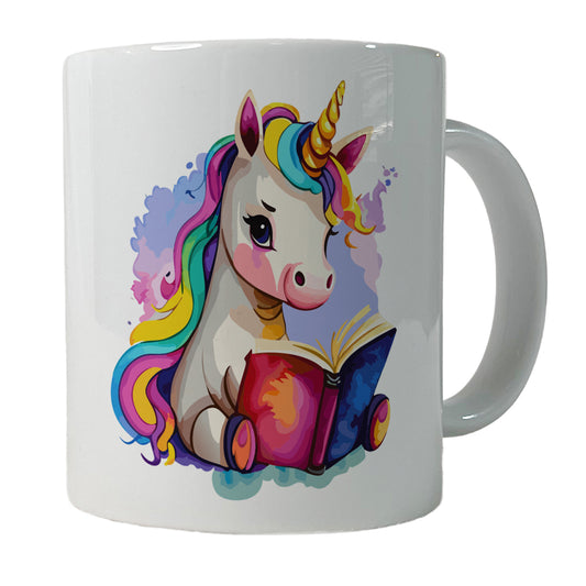 Unicorn Reading Book Reader Ceramic Tea Coffee Mug Cup - 11oz