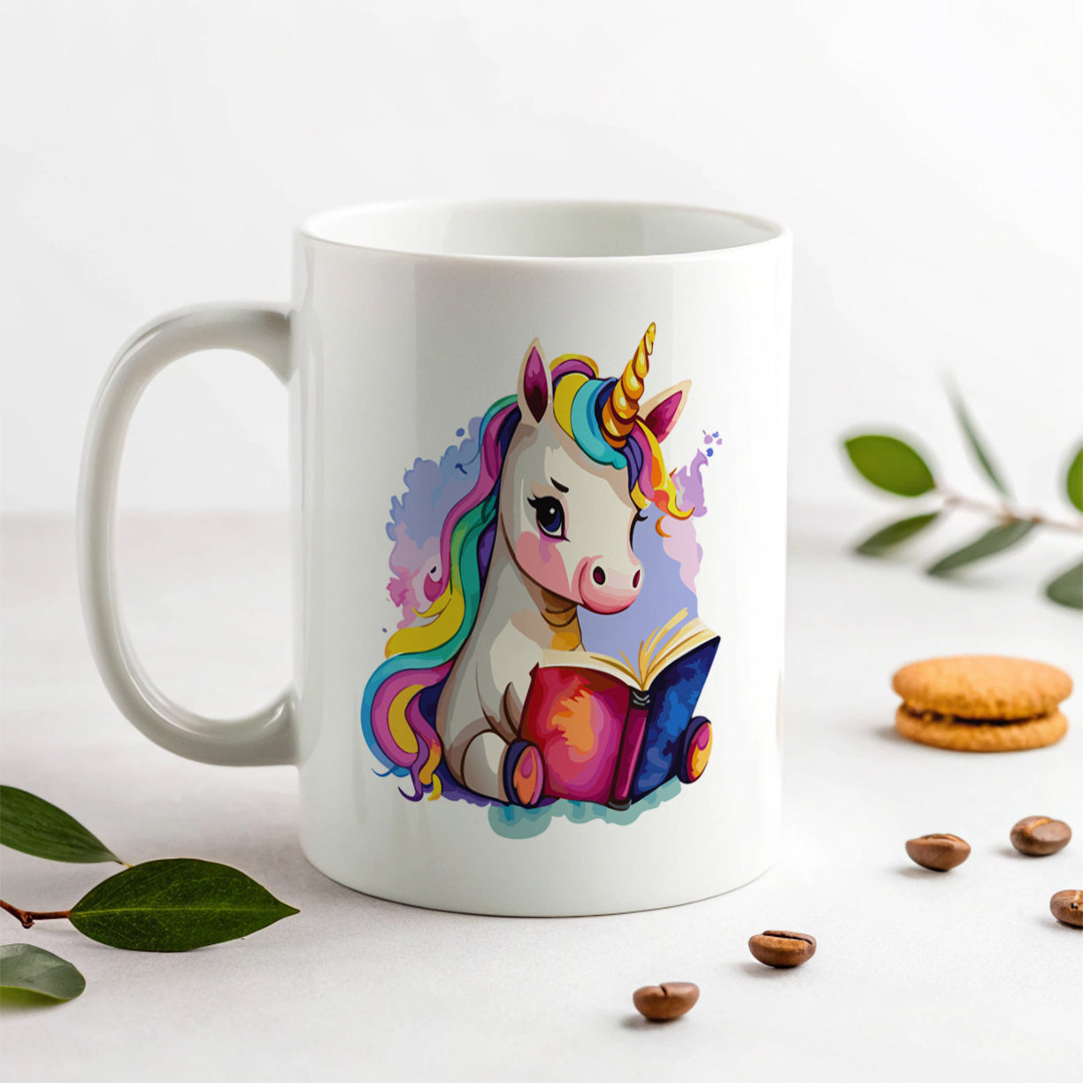 Unicorn Reading Book Reader Ceramic Tea Coffee Mug Cup - 11oz