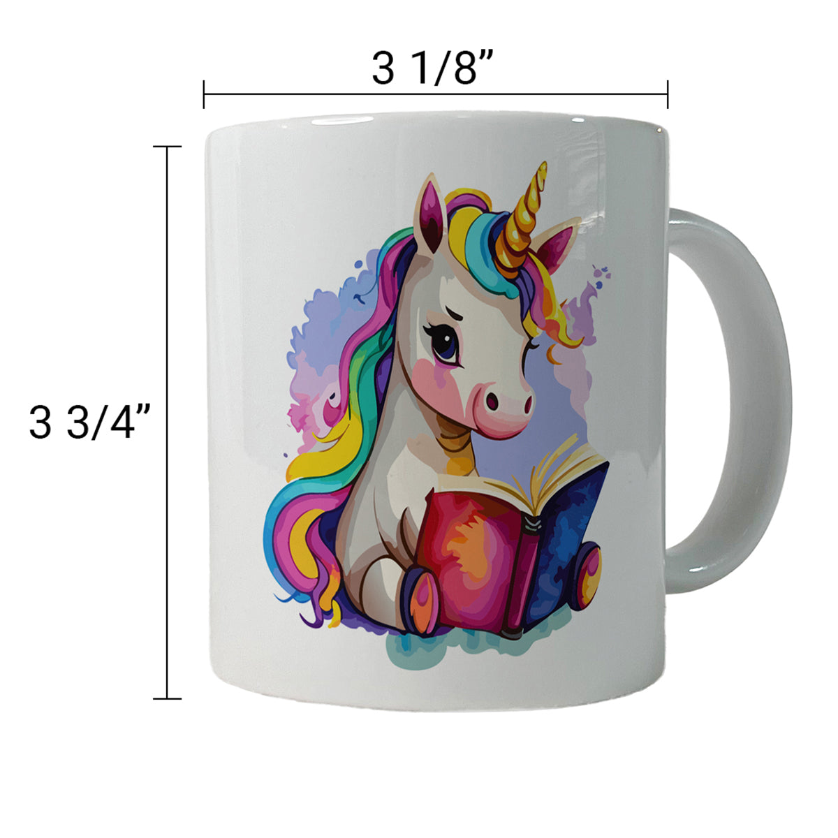 Unicorn Reading Book Reader Ceramic Tea Coffee Mug Cup - 11oz