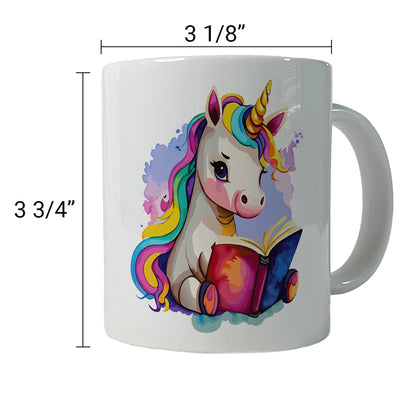Unicorn Reading Book Reader Ceramic Tea Coffee Mug Cup - 11oz