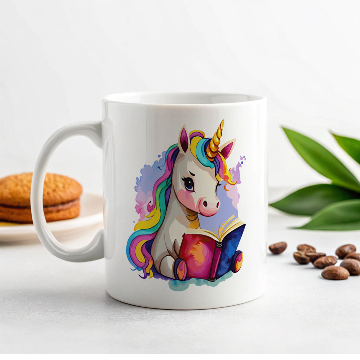 Unicorn Reading Book Reader Ceramic Tea Coffee Mug Cup - 11oz