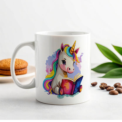 Unicorn Reading Book Reader Ceramic Tea Coffee Mug Cup - 11oz
