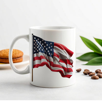 USA Flag American Waving Ceramic Tea Coffee Mug Cup - 11oz
