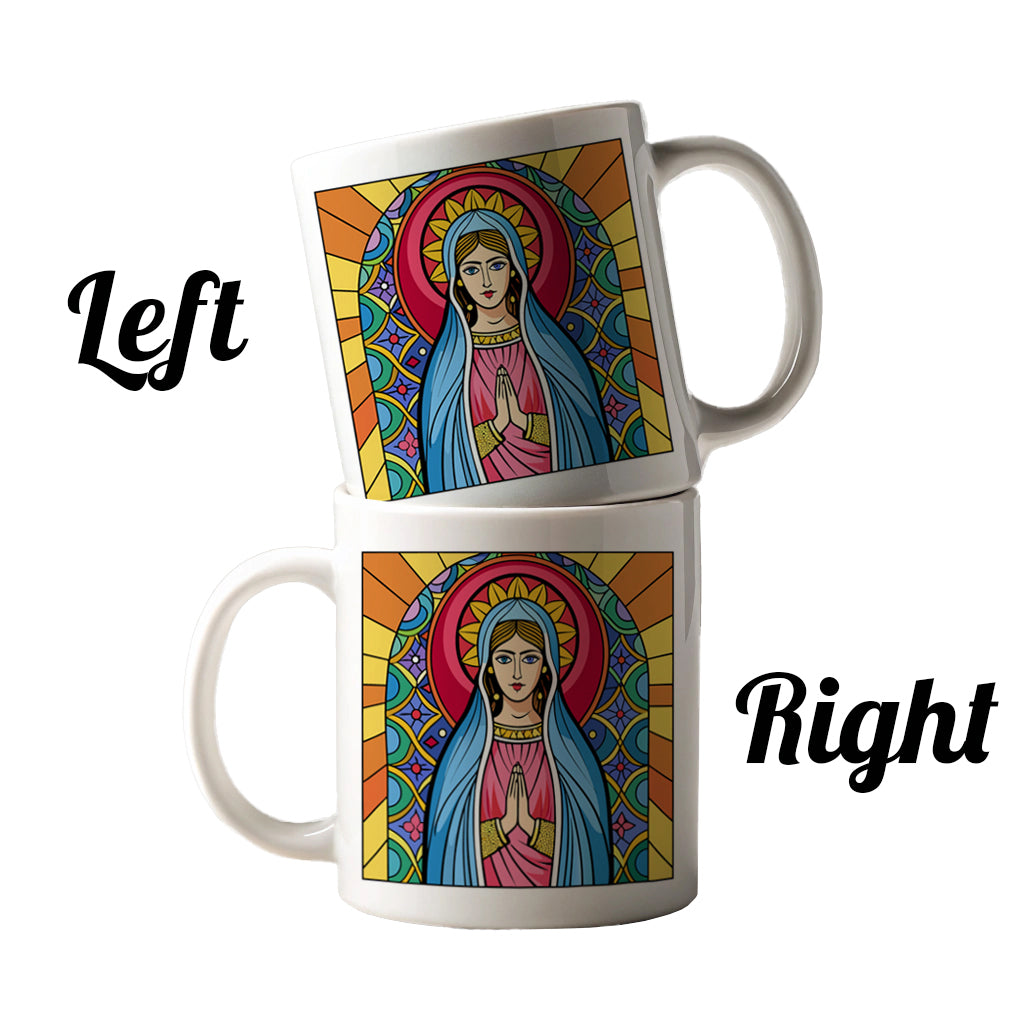 Virgin Mary Stained Glass Christian Religious Catholic Ceramic Tea Coffee Mug Cup - 11oz