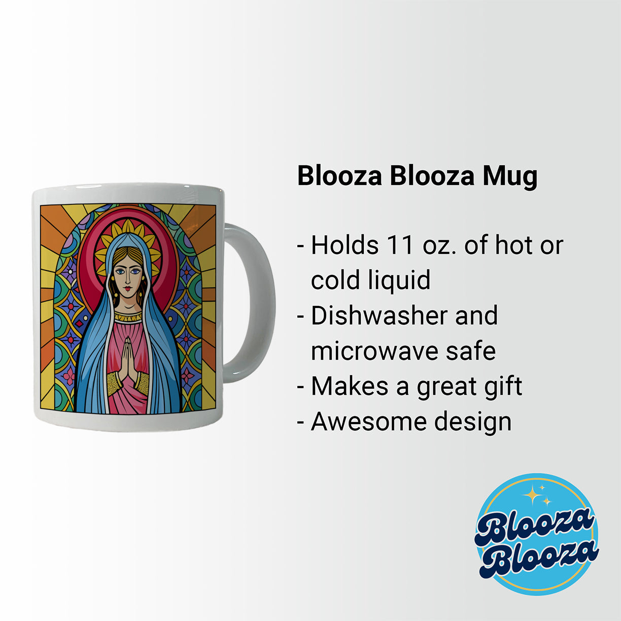 Virgin Mary Stained Glass Christian Religious Catholic Ceramic Tea Coffee Mug Cup - 11oz