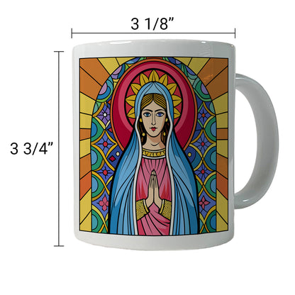 Virgin Mary Stained Glass Christian Religious Catholic Ceramic Tea Coffee Mug Cup - 11oz