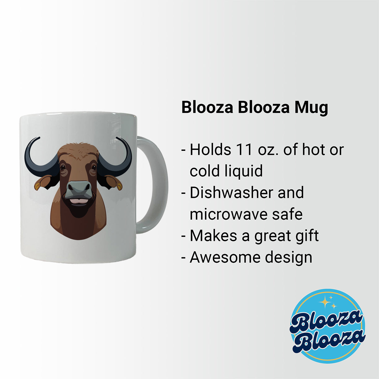 Water Buffalo Smiling Ceramic Tea Coffee Mug Cup - 11oz