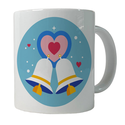 Wedding Bells Heart Love Marriage Ceramic Tea Coffee Mug Cup - 11oz