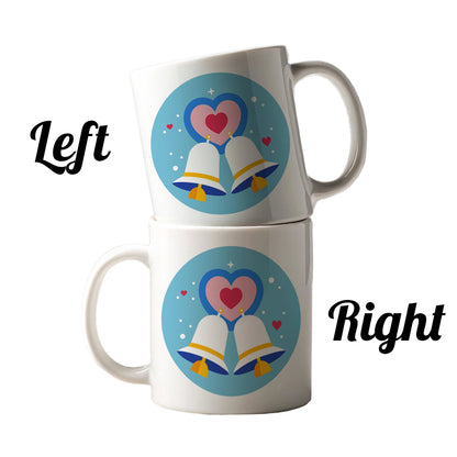 Wedding Bells Heart Love Marriage Ceramic Tea Coffee Mug Cup - 11oz