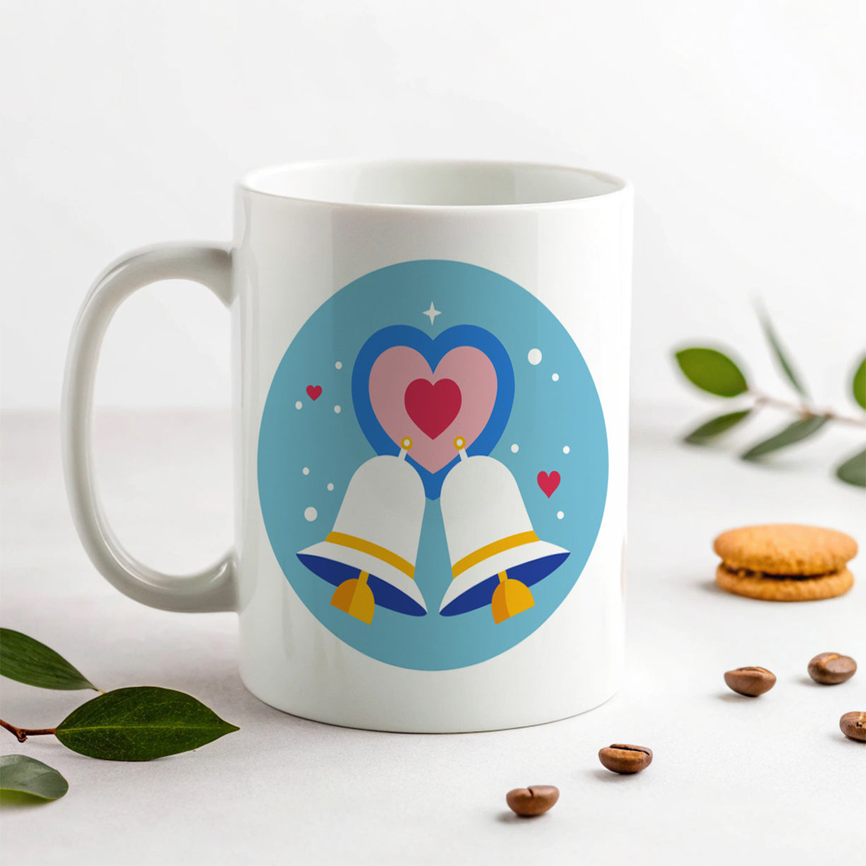 Wedding Bells Heart Love Marriage Ceramic Tea Coffee Mug Cup - 11oz