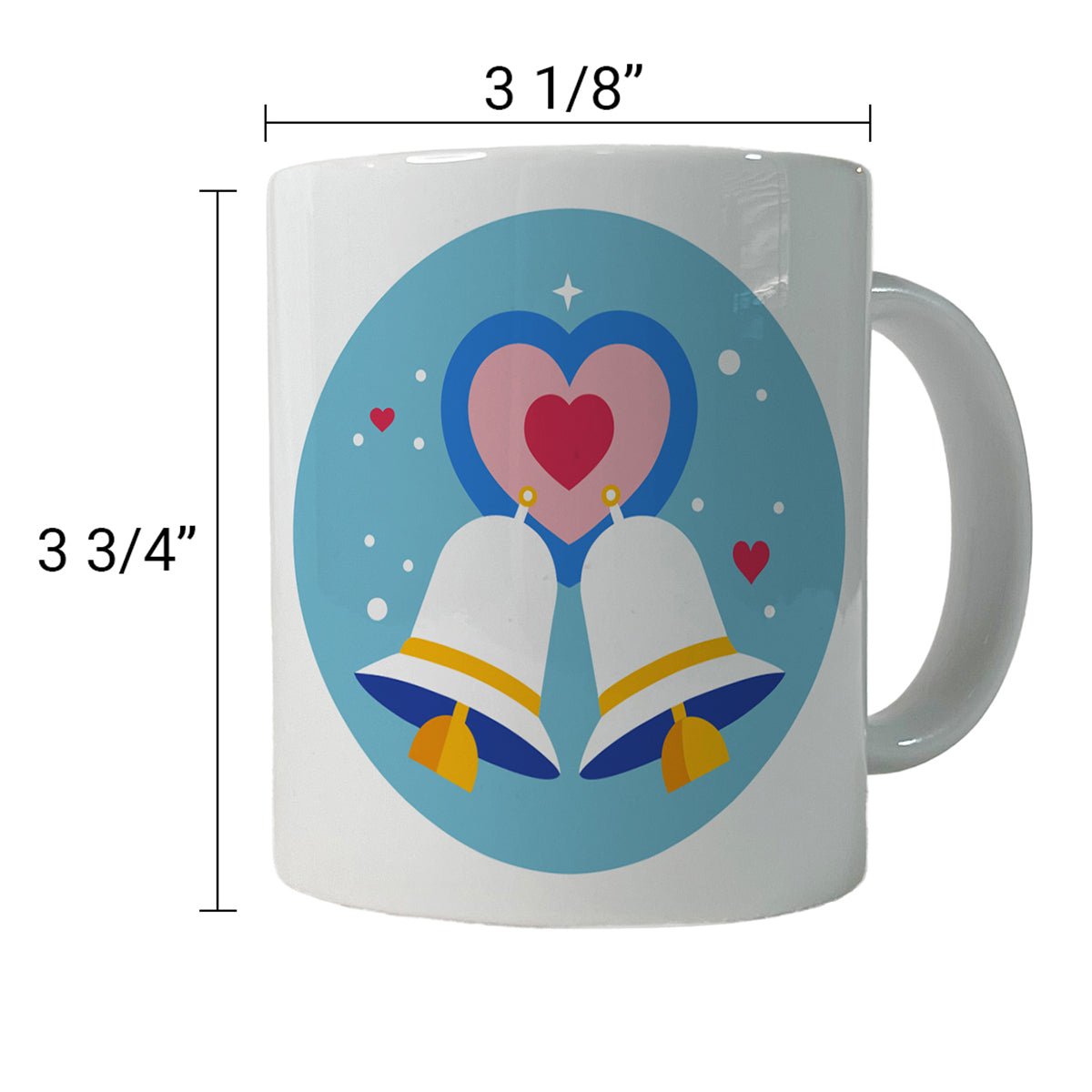 Wedding Bells Heart Love Marriage Ceramic Tea Coffee Mug Cup - 11oz