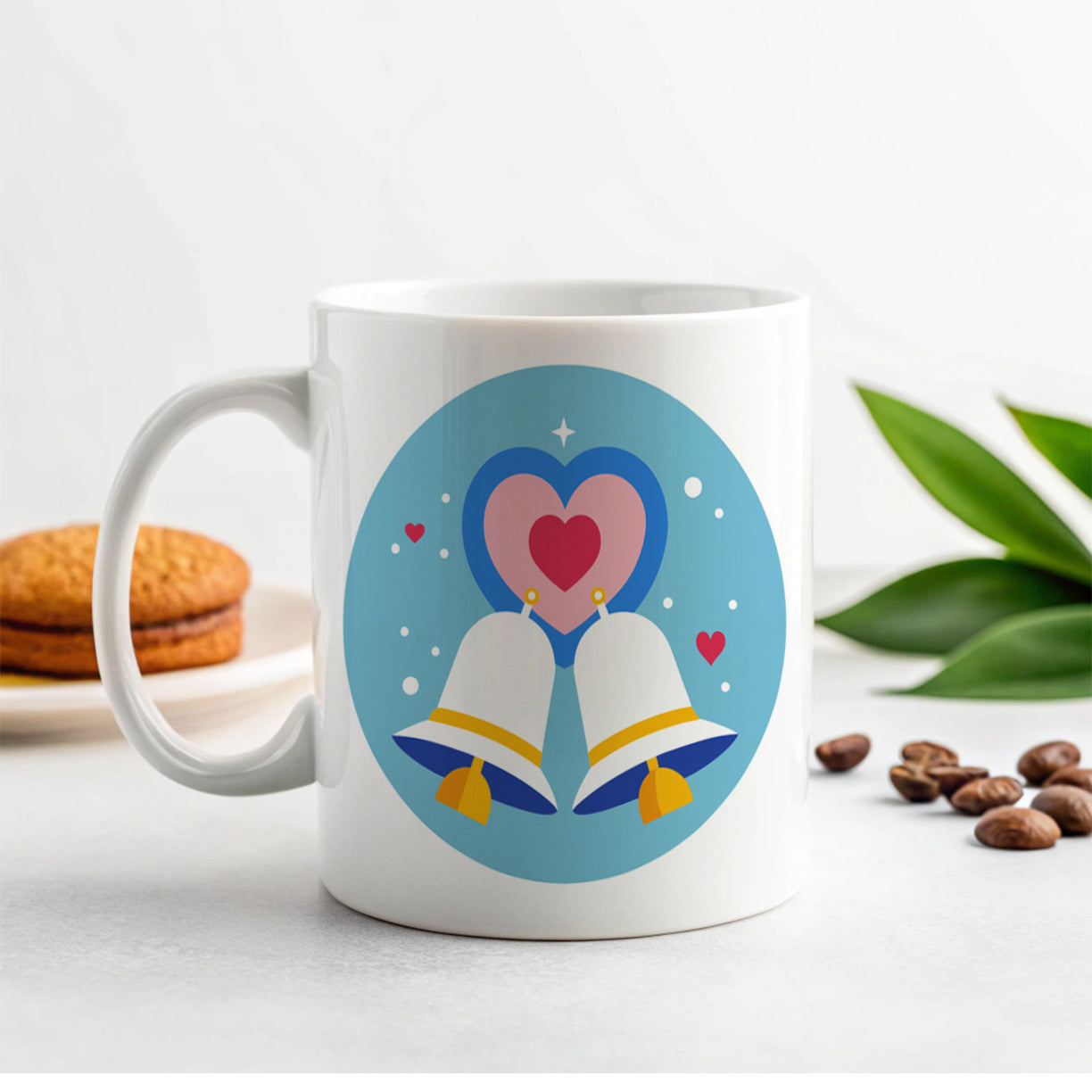 Wedding Bells Heart Love Marriage Ceramic Tea Coffee Mug Cup - 11oz