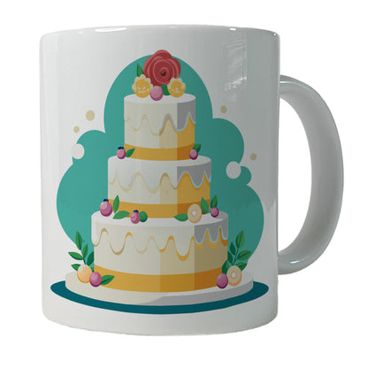 Wedding Cake Marriage Love Anniversary Ceramic Tea Coffee Mug Cup - 11oz