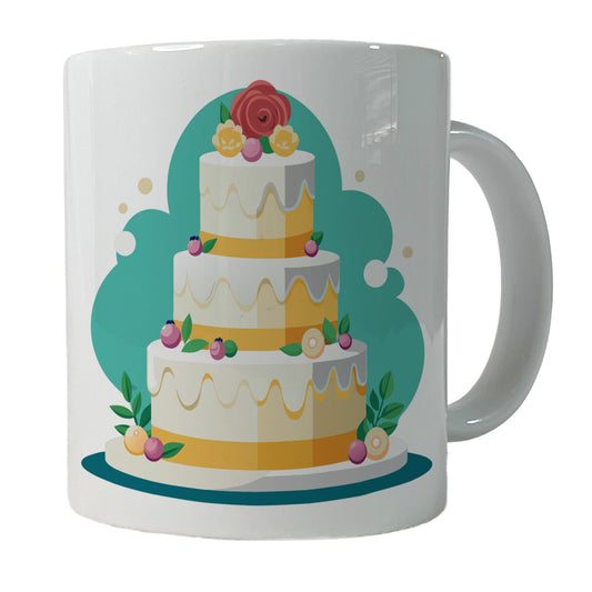 Wedding Cake Marriage Love Anniversary Ceramic Tea Coffee Mug Cup - 11oz