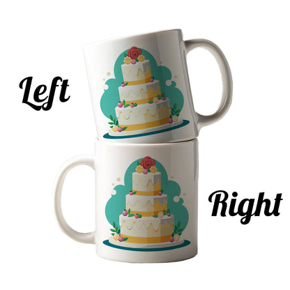 Wedding Cake Marriage Love Anniversary Ceramic Tea Coffee Mug Cup - 11oz