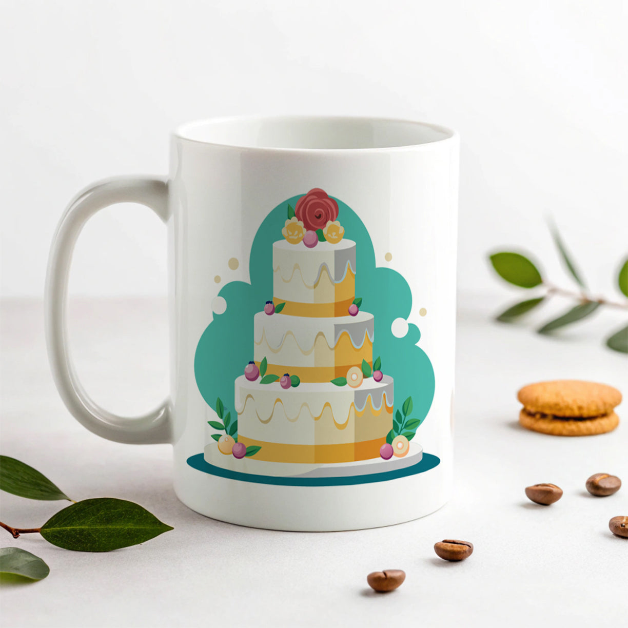 Wedding Cake Marriage Love Anniversary Ceramic Tea Coffee Mug Cup - 11oz