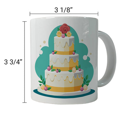 Wedding Cake Marriage Love Anniversary Ceramic Tea Coffee Mug Cup - 11oz