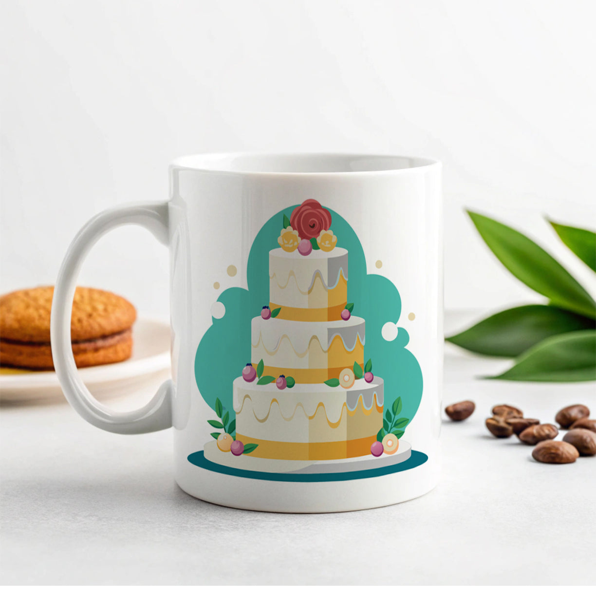 Wedding Cake Marriage Love Anniversary Ceramic Tea Coffee Mug Cup - 11oz