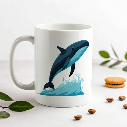 Whale Jumping Out of Water Ceramic Tea Coffee Mug Cup - 11oz