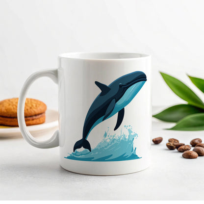 Whale Jumping Out of Water Ceramic Tea Coffee Mug Cup - 11oz