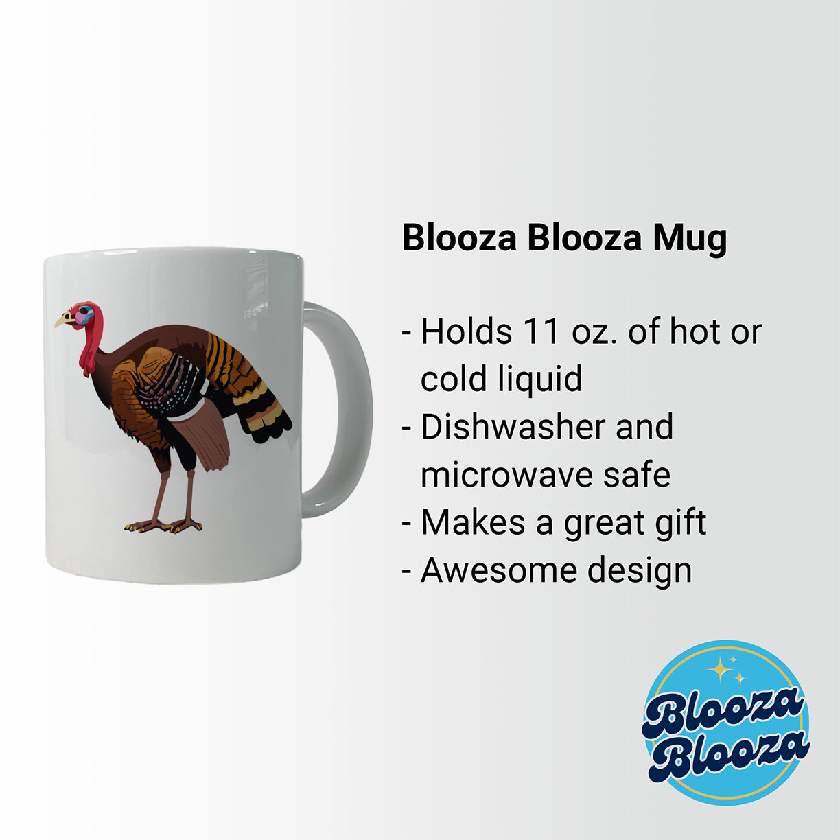 Wild Turkey Profile Ceramic Tea Coffee Mug Cup - 11oz
