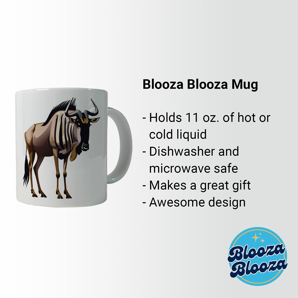 Wildebeest Africa Animal Ceramic Tea Coffee Mug Cup - 11oz
