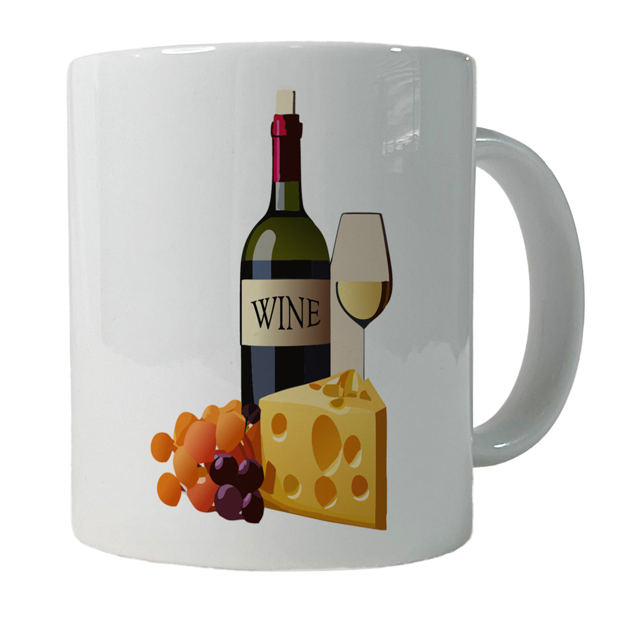 Wine Cheese Grapes Ceramic Tea Coffee Mug Cup - 11oz