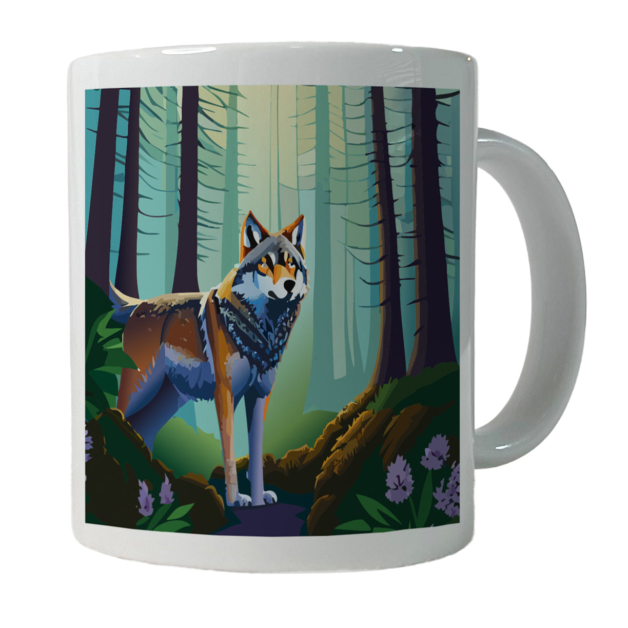 Wolf in Forest Woodland Wilderness Ceramic Tea Coffee Mug Cup - 11oz