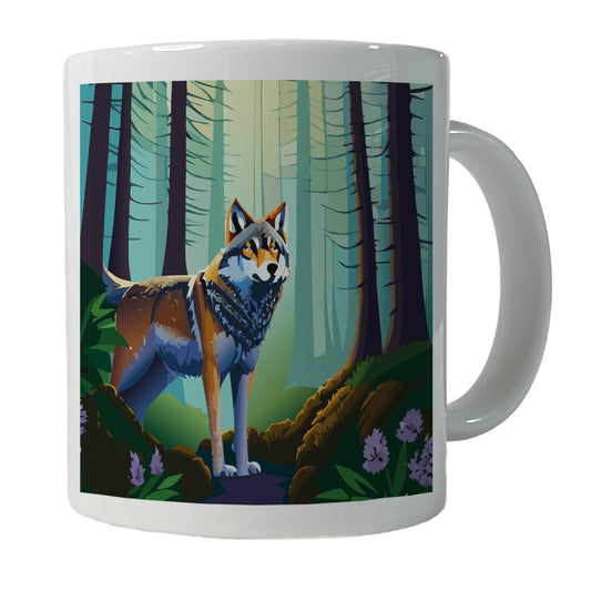 Wolf in Forest Woodland Wilderness Ceramic Tea Coffee Mug Cup - 11oz